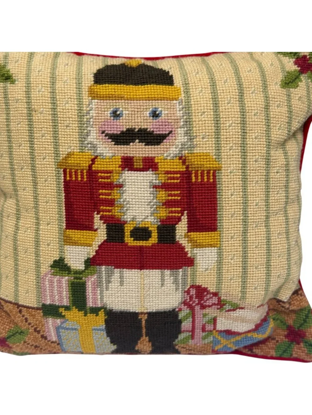 Christmas Needlepoint Accent Pillow The Nutcracker Zip Cover w/ Insert 13